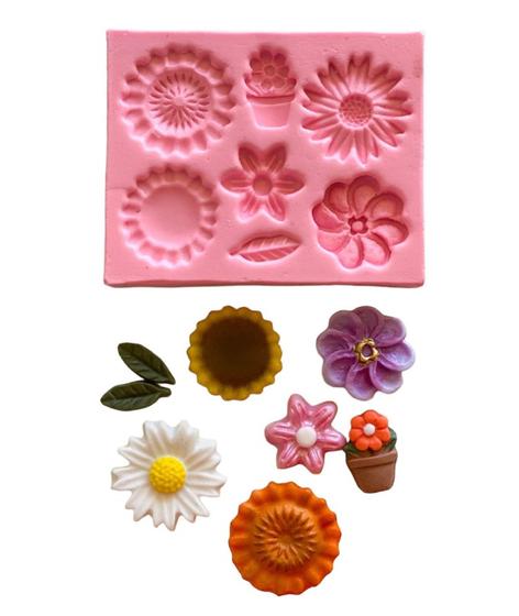 Imagem de Molde de silicone flores folha vaso margaridas rb1300