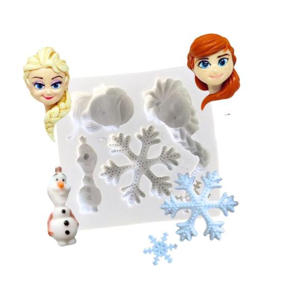 Imagem de Molde de Silicone Frozen - Ana e Elsa Olaf e Floco de Neve