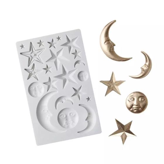 Imagem de Molde De Silicone Luas E Estrelas P/ Confeitaria Biscuit