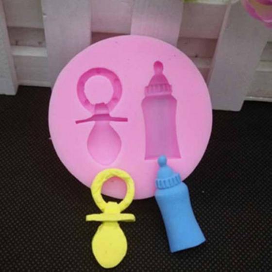 Imagem de Molde de silicone mamadeira e chupeta, chá de bebê