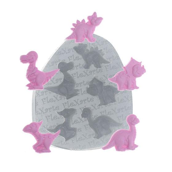 Imagem de Molde de Silicone Mini Baby Dinossauros Ref. 388 Flexarte