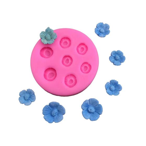 Imagem de Molde de Silicone Mini Flores Azul 7 Cav