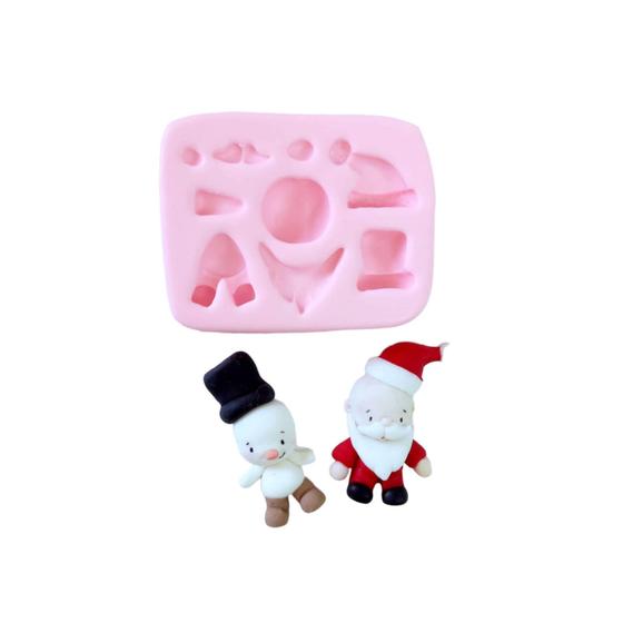 Imagem de Molde de Silicone Natal - Boneco de Neve e Papai Noel