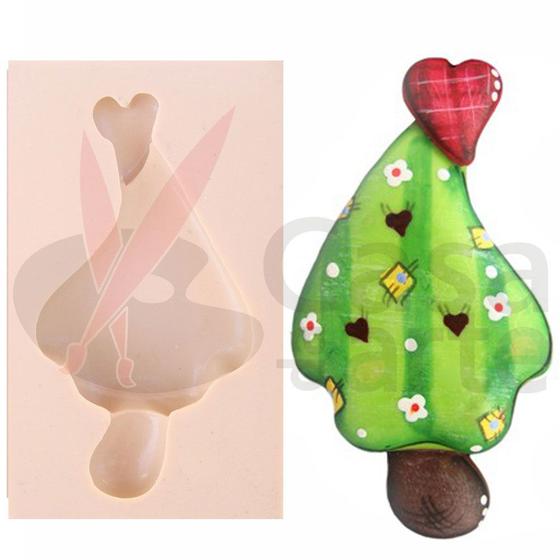 Molde De Silicone Para Biscuit Casa Da Arte Modelo Árvore Com Coração N044 Molde E Marcador