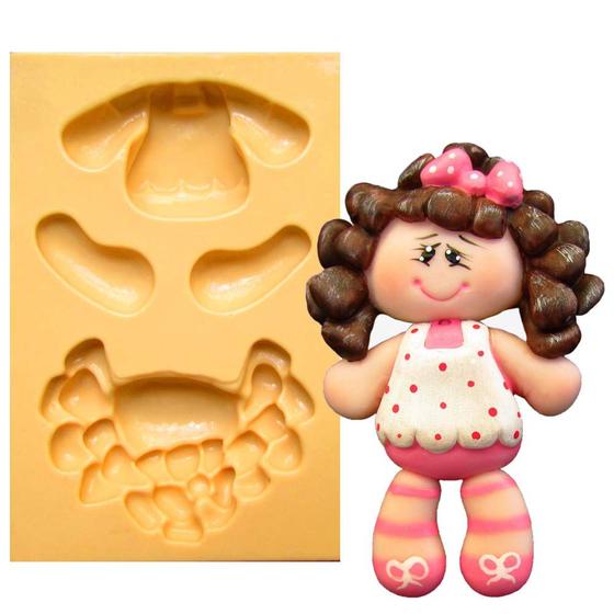 Molde De Silicone Para Biscuit Casa Da Arte Modelo Menina Cupcake 1261 Molde E Marcador