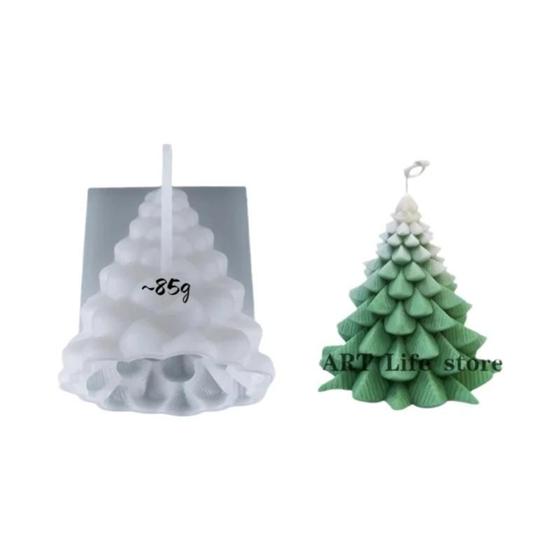 Imagem de Molde de Silicone para Vela em Formato de Árvore de Natal - DIY para Resina, Gesso e Sabão