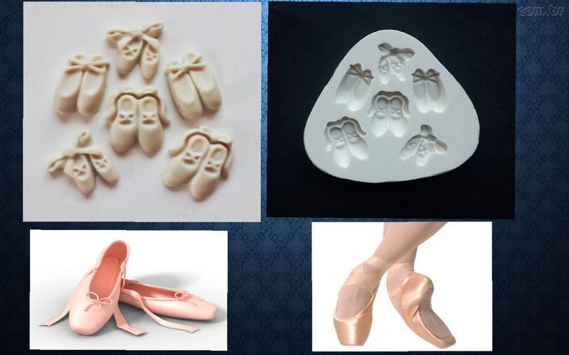 Molde De Silicone Sapatilha De Balé Mini Pasta Americana Leb
