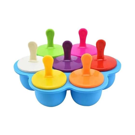 Imagem de Molde de Sorvete de Silicone com 7 Buracos - Bandeja para Picolé Infantil