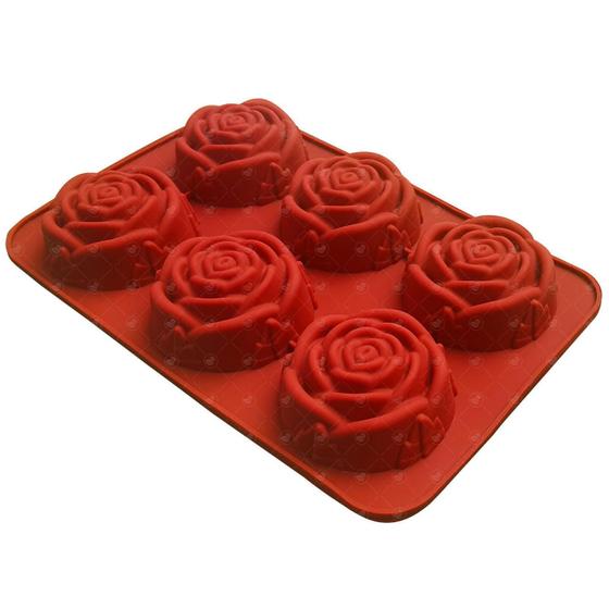 Imagem de Molde Forma De Silicone Antiaderente Rosas Artesanato