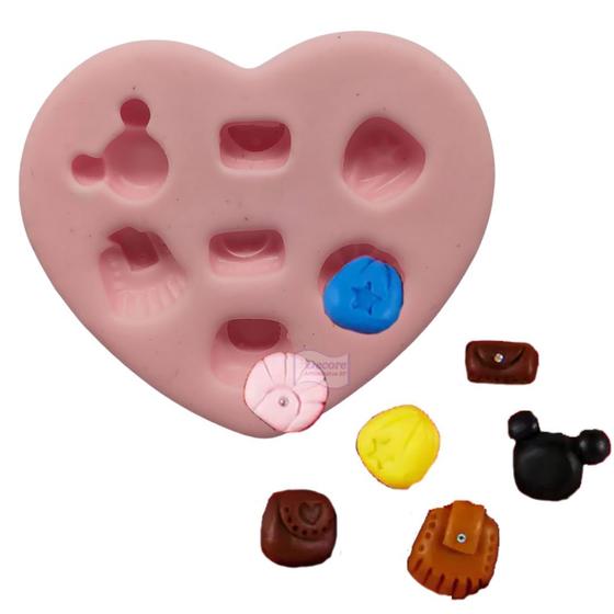 Imagem de Molde Forma Silicone Biscuit Mini Bolsas Bolsinha Fofas 7cav