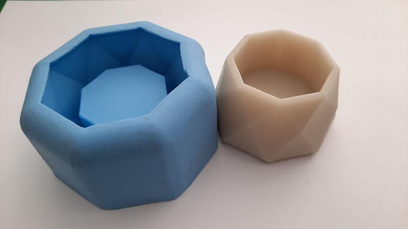 Imagem de Molde Forma Silicone Vaso Octogonal Gesso Cimento Vela