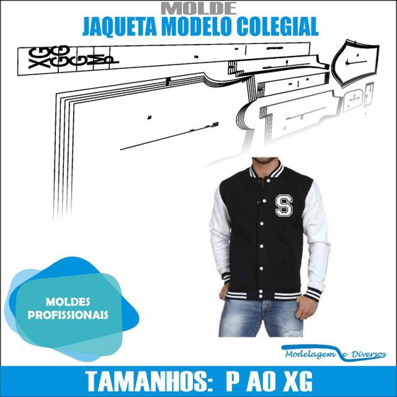 Imagem de Molde Jaqueta Colegial, Modelagem&Diversos, Tamanhos P Ao Xg