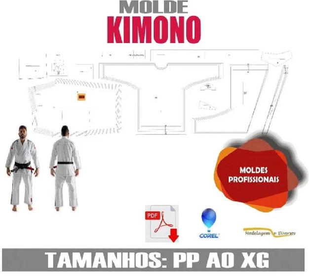 Imagem de Molde Kimono Infantil E Adulto, Modelagem e Diversos, Tamanhos P ao XG e 2 ao 16