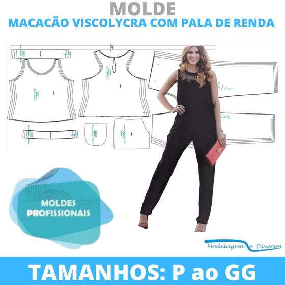 Imagem de Molde macacão com pala renda, modelagem&diversos, correios