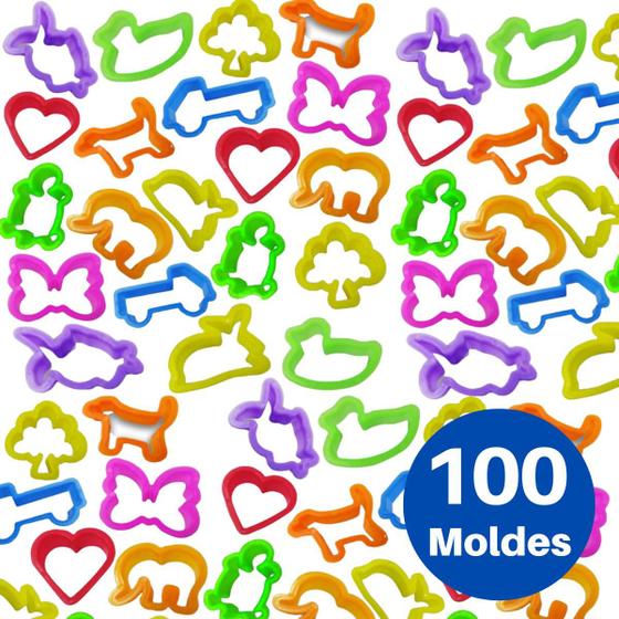 Imagem de Molde Para Massinha De Modelar 100 Unidades Forminhas Cortador Colorido