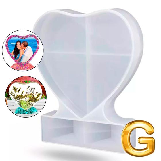 Imagem de Molde Silicone Resina Coração Grande G Com Base 18,5cm Diy