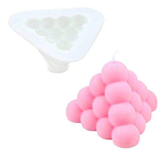 Imagem de Molde Silicone Vela Pirâmide 10,5cm Branco