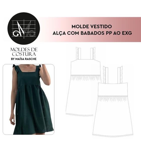 Imagem de Molde vestido alça com babados tamanho PP ao EXG by Maísa Rasche