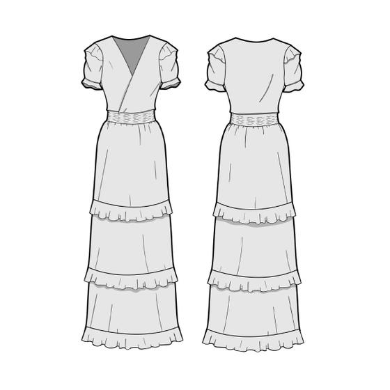 Imagem de Molde vestido com babado by Wania Machado