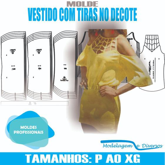 Imagem de Molde vestido com tiras, modelagem&diversos, p-xg, correios