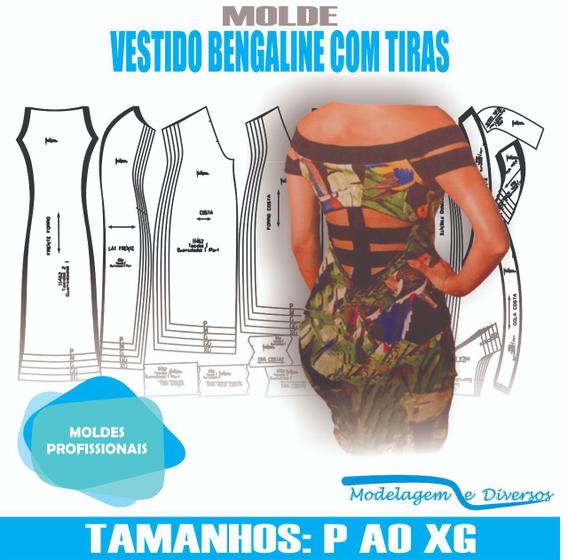 Imagem de Molde vestido com tiras, modelagem&diversos, p-xg, correios