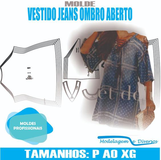 Imagem de Molde vestido ombro aberto modelagem&diversos p-xg, correios