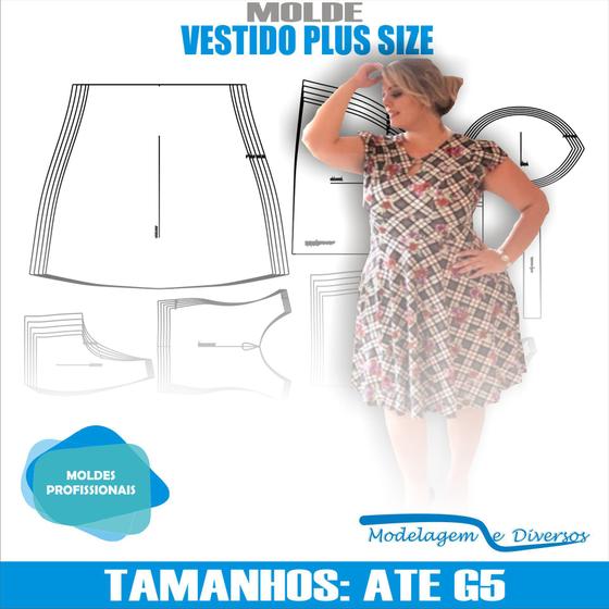 Imagem de Molde Vestido Plus Size, Modelagem&Diversos, Tamanhos Ate G5