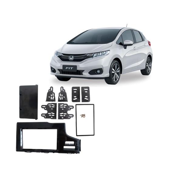 Imagem de Moldura 1/2 Din Honda New Fit 2015 Em Diante Honda WR-V 2017 Em Diante Black Piano Expex - EPX HO-532