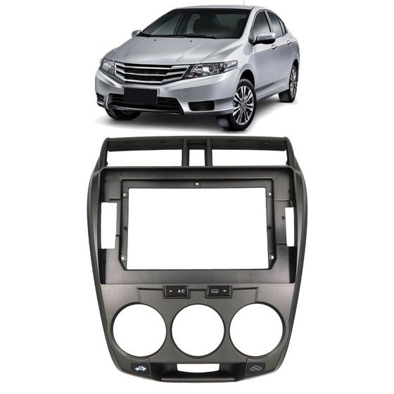 Imagem de Moldura 2 Din 10" Polegadas Honda City 2008 a 2014 Ar Analógico