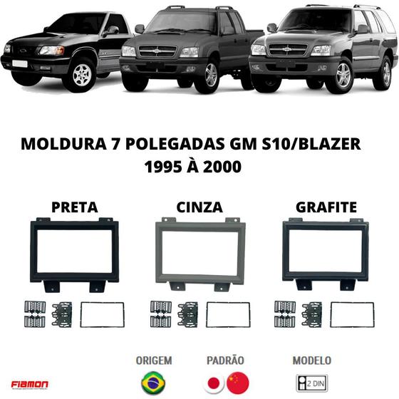 Imagem de Moldura 2 Din 7 Polegadas Fiamon GM S10 e Blazer 1995 à 2000