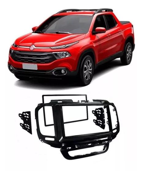 Imagem de Moldura 2 Din Fiat Toro 2016,2017,2018,2019,2020 - Black Piano - 4123