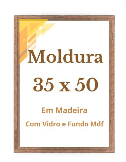 Imagem de MOLDURA 35x50 COM VIDRO E FUNDO MDF PARA FOTO IMAGEM 50x35 OU POSTER