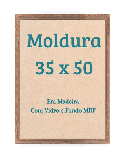 Imagem de Moldura 35x50 Quadro Com Vidro 50x35 Para Foto Imagem