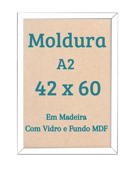 Imagem de Moldura 42x60 A2 ou 60x42 Para Quadro Poster Foto C/Vidro Madeira