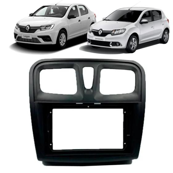 Imagem de Moldura 9" renault logan 13 a 19 sandero 15 a 19 preto fosco