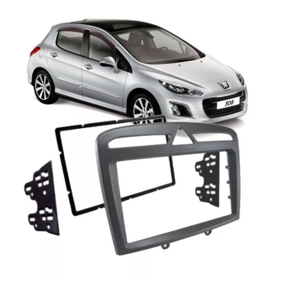 Imagem de Moldura Aparelho de Som Painel Central Dvd 2Din Peugeot 308 E 408 Cinza