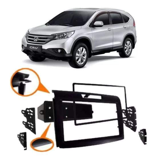 Imagem de Moldura Aparelho de Som Painel Dvd 2Din e 1Din Honda CRV 2012 em diante Preto