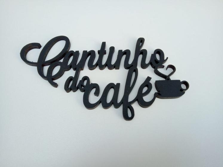 Imagem de Moldura Cantinho Do Café Em Mdf Frase Decorativa Preto 3mm