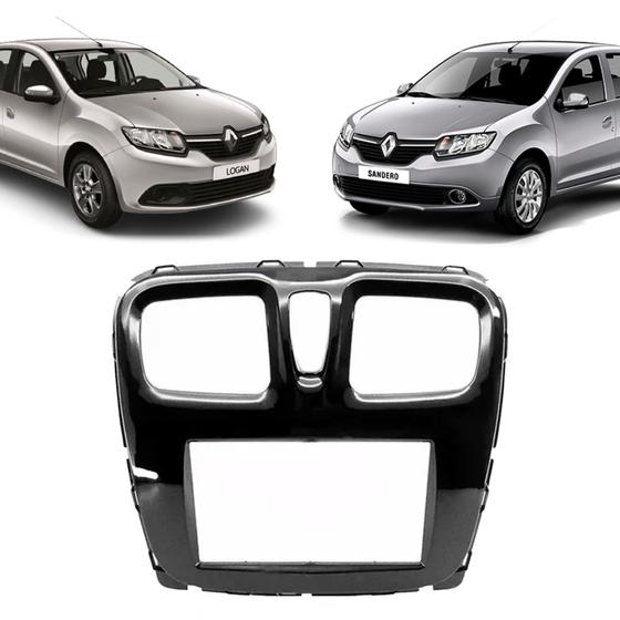 Imagem de Moldura Central Painel 2 Din Renault Sandero Logan Multimídia