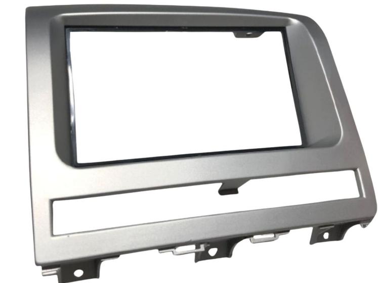 Imagem de Moldura Central Painel Multimidia Dvd 2 Din Mp5 Prata Abs Embutir Fixado Tela Moderno Radio Som Automotivo