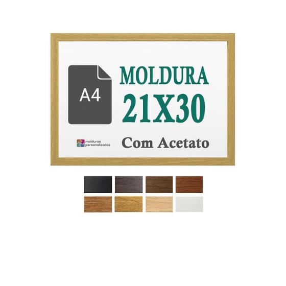 Imagem de Moldura Cru 21X30 Cm Para A4 Impresso Diploma Quadro Acetato