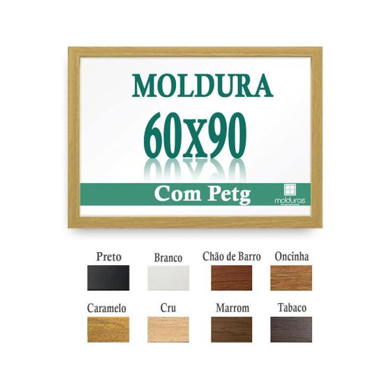 Imagem de Moldura Cru 60X90 Cm Para Impresso Poster Arte Quadro Petg