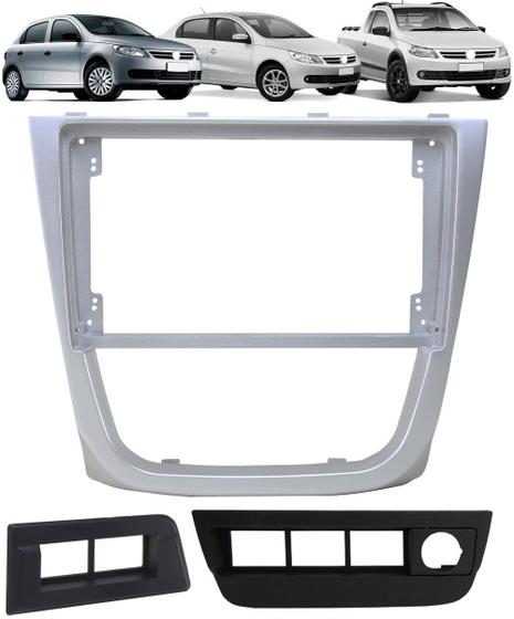 Imagem de Moldura De Painel 2 Din 9" Polegadas Vw Gol Saveiro Voyage G5 - Prata