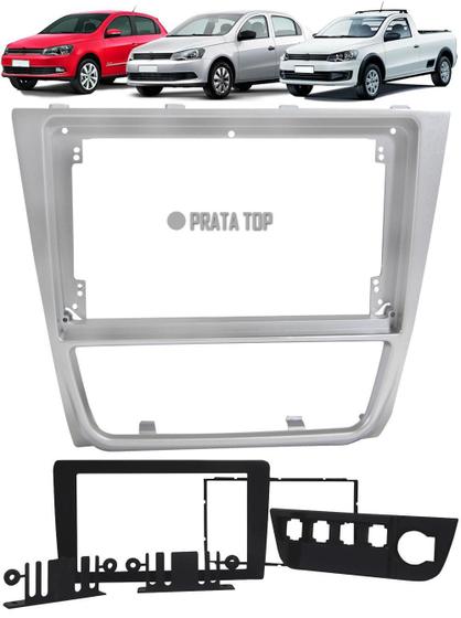 Imagem de Moldura De Painel 2 Din 9 Polegadas Vw Gol Saveiro Voyage G6 - Prata Top