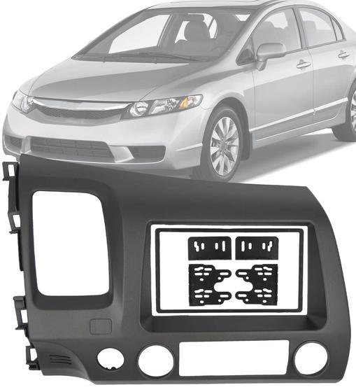 Imagem de Moldura De Painel 2 Din Honda New Civic 2007 2008 2009 2010 2011 p/ CD DVD 2 Din