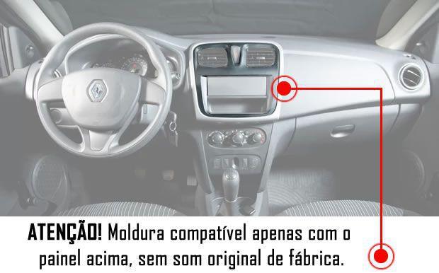 Imagem de Moldura De Painel 2 Din Renault Sandero e Logan 2015 2016 2017 2018 2019 + Suportes De Fixação Laterais - Sem Som Original de Fábrica