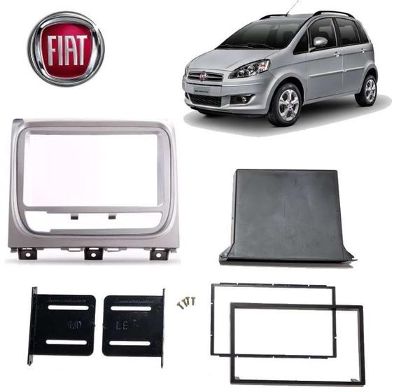 Imagem de Moldura de Rádio Fiat Idea 2015 Prata 1e2 Din