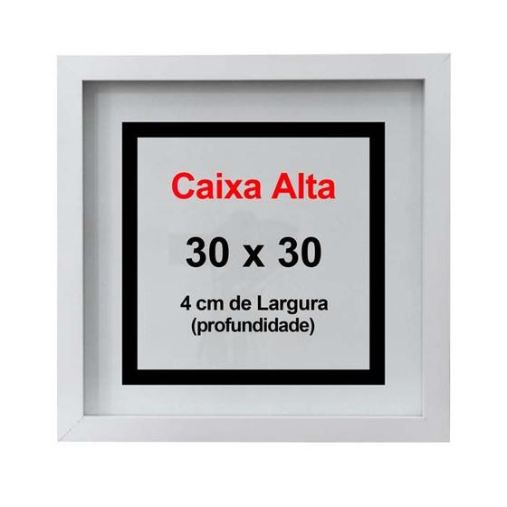 Imagem de Moldura Decorativa Caixa Alta 30x30cm Branco Com Vidro