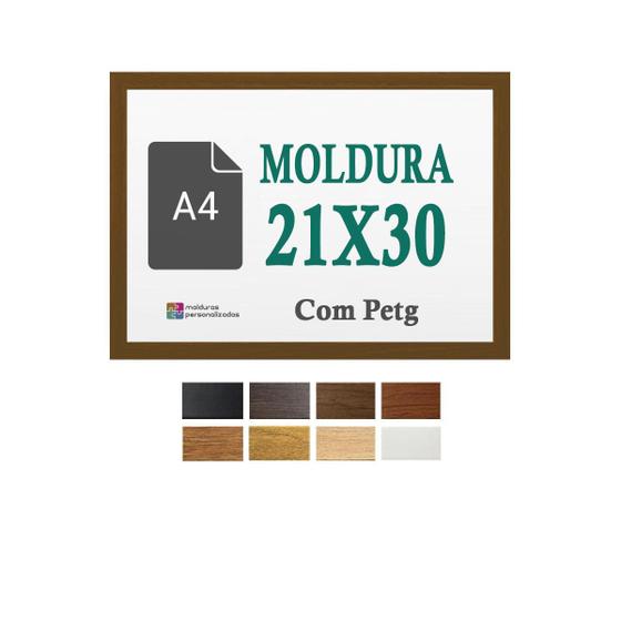 Imagem de Moldura Marrom 21X30 Cm A4 Para Diploma Impressão Arte Petg