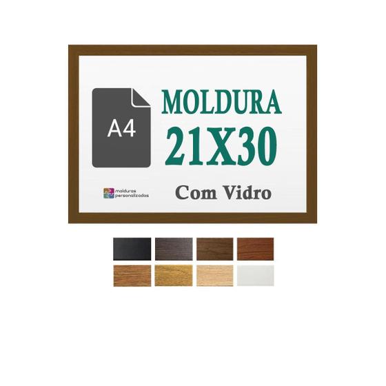 Imagem de Moldura Marrom 21X30 Cm A4 Para Diploma Impressão Arte Vidro